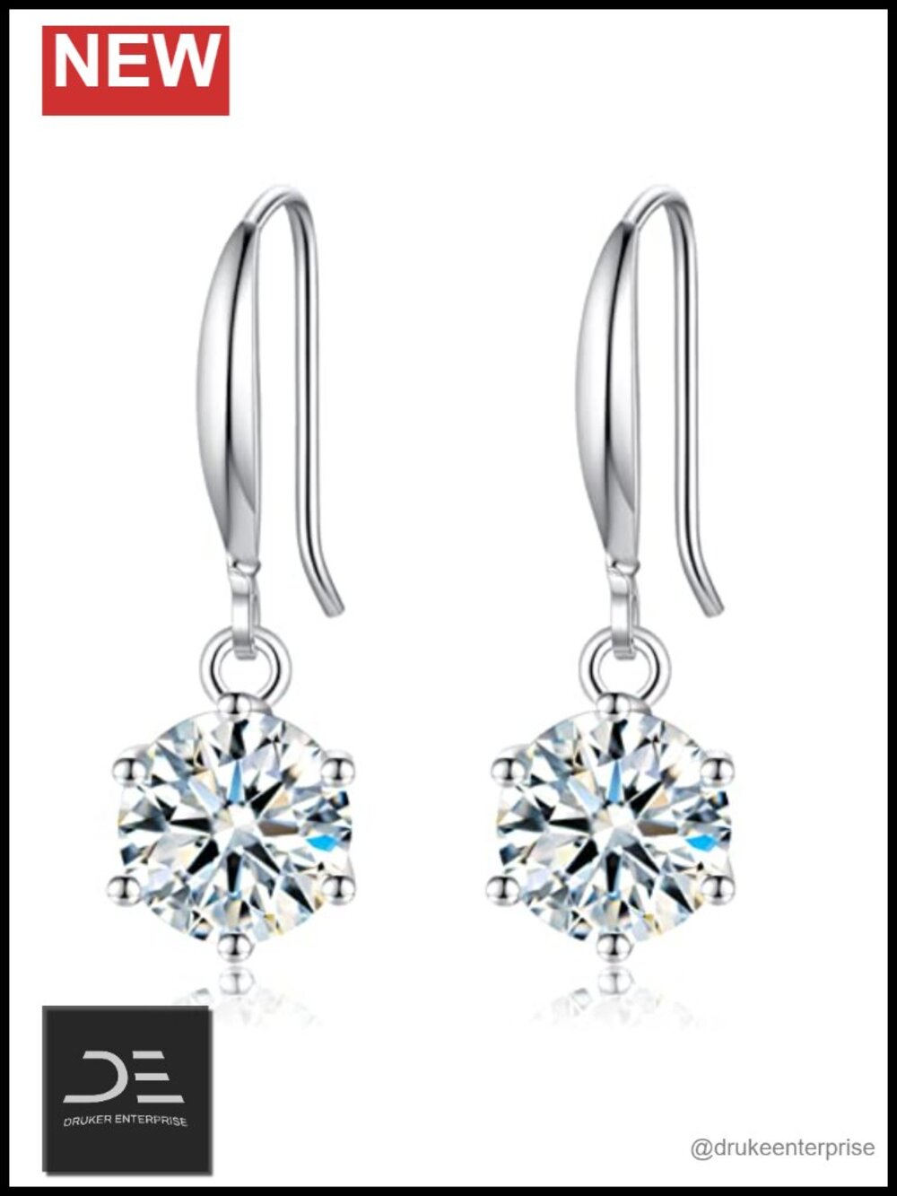 4CT Moissanite Dangle Earrings, D Color Ideal Cut, 925 Sterling Silver for Women